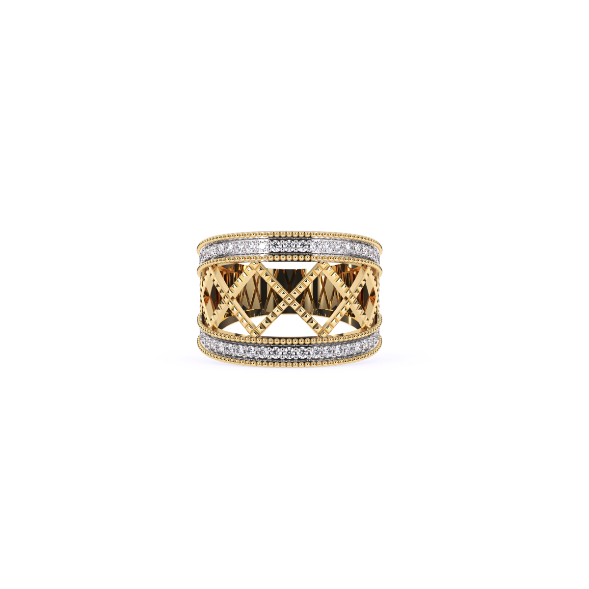 Crown Style Unique Round Diamond Rose Gold Band